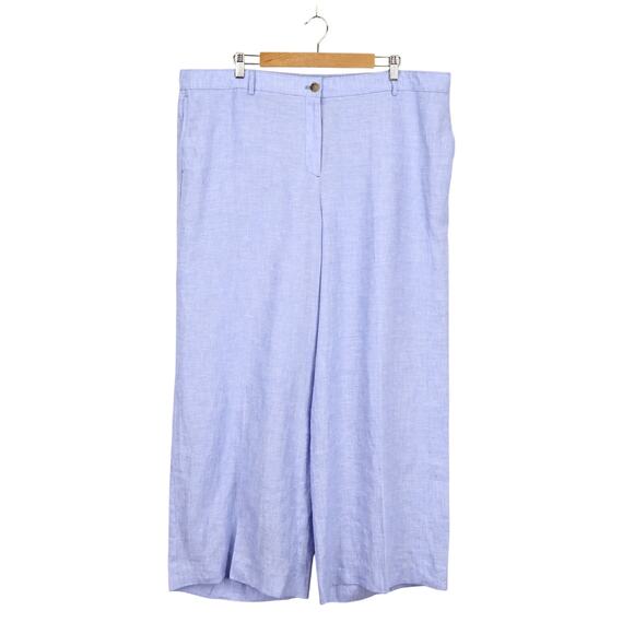 J.Crew Linen Harbor Wide Leg Pant French Blue Size XXL NWOT - Picture 2 of 8